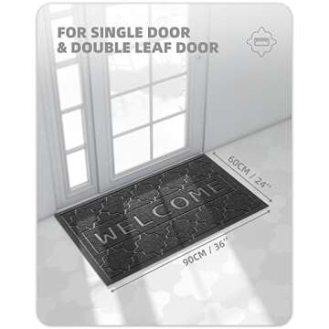 Color&Geometry Welcome Mats Outdoor Door mat Outside Entrance, 24"x36" Door Mats Outdoor Entrance, Heavy Duty Non Slip Waterproof Rubber Outside Door Mats, Entry Rug for Entryway, Patio, BlackGrey