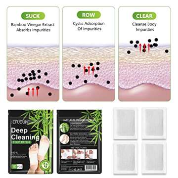 Tudiqe Foot Pads (30 PCS), Deep Cleansing Foot Patch, Natural Bamboo Vinegar Ginger Powder Pad Foot Care, Adhesive Sheets Relaxation, Relieve Stress, Improve Sleep,Pain Relief, 10 Count (Pack of 3)