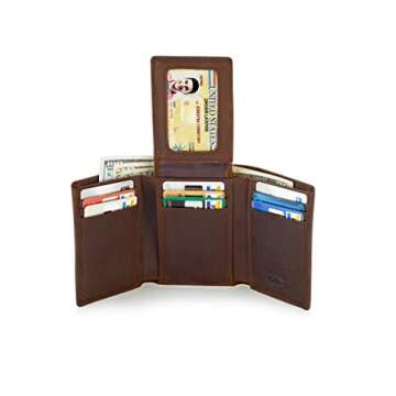 Men's Trifold Leather Wallet - RFID Blocking & ID Holder