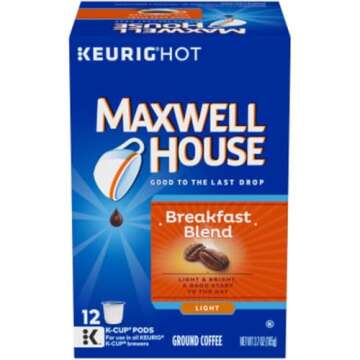 Maxwell House House Blend Medium Roast K-Cup Coffee Pods 84 CT + Breakfast Blend Light Ground Coffee K-Cup Pods 12 CT (Variety Pack)