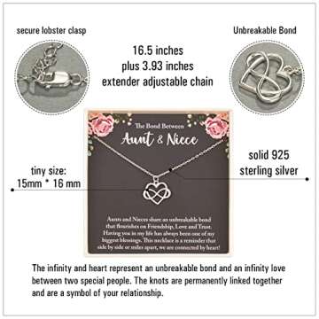 RareLove Aunt Gifts from Niece,925 Sterling Silver Tiny Infinity Heart Necklaces for Women,Aunt Niece Necklace