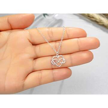 RareLove Aunt Gifts from Niece,925 Sterling Silver Tiny Infinity Heart Necklaces for Women,Aunt Niece Necklace