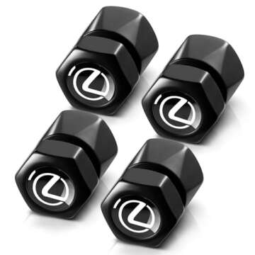 EABUKUA Tire Valve Stem Caps for Lexus Models - 4pcs Black Accessories