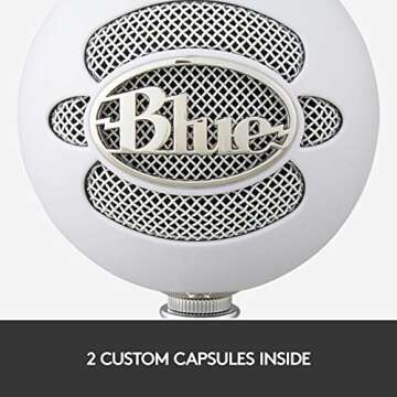 Logitech for Creators Blue Snowball USB Microphone for PC, Mac, Gaming, Recording, Streaming, Podcasting, Condenser Mic with Cardioid and Omnidirectional Pickup Patterns, Stylish Retro Design – White