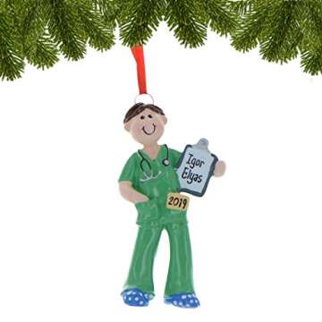 Personalized Medical Ornaments 2024 - Male Scrubs Ornament Nurse Christmas Ornament Healthcare Ornament Medical Themed Christmas Ornaments Medical Assistant Scrub Medical Ornaments for Christmas Tree