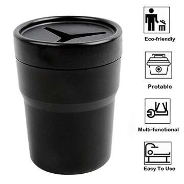 FIOTOK Car Trash Can with Lid, Mini Auto Garbage Can Leakproof Vehicle Trash Bin Fits Cup Holder in Console or Door for Automotive Car, Home, Office, Kitchen, Dinning Room 2 Packs