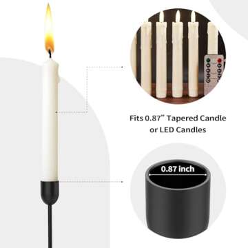 ChefBee Black Candle Candlestick Holder - 3PCS Taper Candle Holders for Table Centerpiece Wedding Festive Decor, Tall Candle Sticks Holder Decor for Pillar Candle, Fit 3/4" Thick Tapered or Led Candle