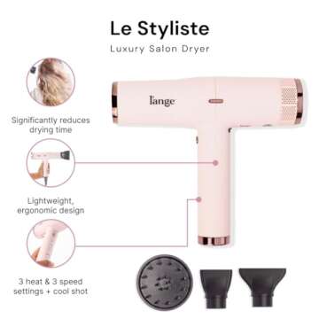 L'ANGE HAIR Le Styliste Luxury Hair Dryer | Quiet Brushless Blow Dryer with Diffuser | 1875 Watts for 4X Faster Drying | Hairdryer with 3 Heat & Speed Settings | Best Hair Dryers for Blowouts