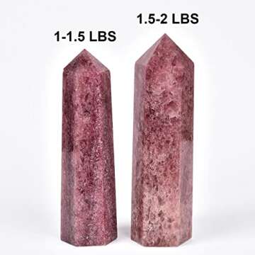 MOGEMT Large Strawberry Quartz Crystal Tower Natural Healing Crystal Point Wand Obelisk 6 Faceted Reiki Chakra Meditation Therapy Home Decor Gift 1.5-2 LBS