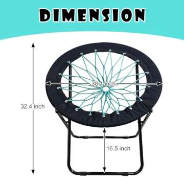 CAMP SOLUTIONS Ultimate Comfort Bungee Chair - Versatile Bunjo Chair with Fun Bouncy Design - Circle Web Chair for Relaxation and Fun - Foldable Trampoline Spider Chair