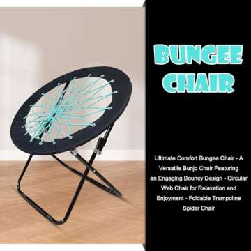 CAMP SOLUTIONS Ultimate Comfort Bungee Chair - Versatile Bunjo Chair with Fun Bouncy Design - Circle Web Chair for Relaxation and Fun - Foldable Trampoline Spider Chair