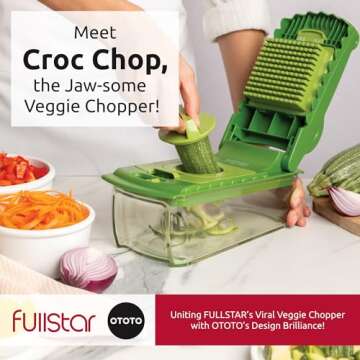 NEW!! Croc Chop by Fullstar X OTOTO, Vegetable Chopper, Food Chopper, Cool Kitchen Gadgets, Crocodile Onion Chopper, Housewarming Kitchen Gifts, Multifunctional Vegetable Cutter, Cooking Gifts Gadgets