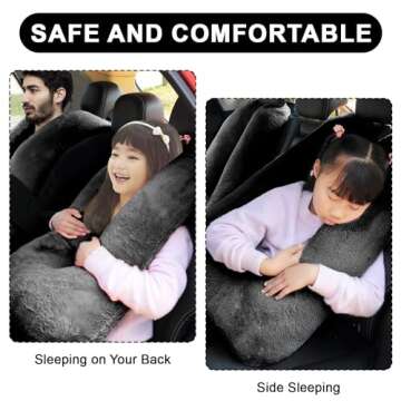 MROUEN Travel Pillow, Travel Pillow for Kids, Sleeper Hold Pillow Travel, Removable U-Shaped Pillow for Adults and Children to Support Head and Body in The Back Seat of Long Car Trips (Black)