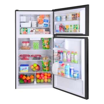 Kenmore 30 in. 18.1 cu. ft. Capacity Refrigerator/Freezer with Adjustable Glass Shelving, Humidity Control Crispers, Ice Maker, ENERGY STAR Certified, Black