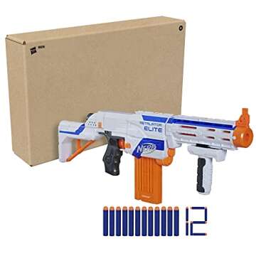 NERF N-Strike Elite Retaliator Blaster, Stock, Grip, Barrel, 12-Clip, 12 Darts, Outdoor Toys for Kids 8+ (Amazon Exclusive)