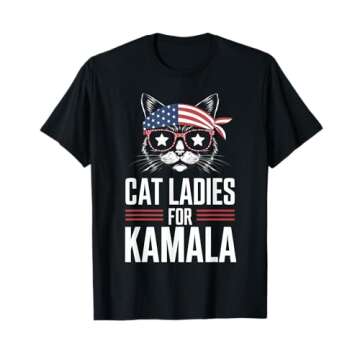 Cat Ladies for Kamala Funny Cat 2024 President Kamala-Harris T-Shirt