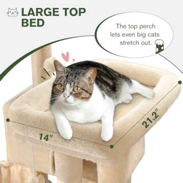 MUTICOR 66 Inches Multi-Level Large Cat Tree Tower for Indoor Big Cats/Cozy Plush Perches/Cat Condo/Sisal Scratching Posts/Hammock and Baskets/Cat Activity Center Play House/Wide Base/Beige