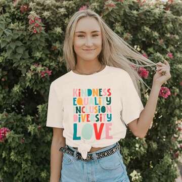 Kindness Teacher Shirt Women Special Education Shirts Teacher Life Love T-Shirt Inspirational Letter Print Tee Top Beige