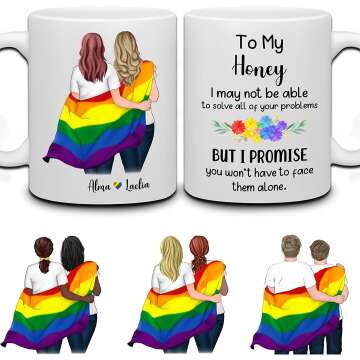 Custom Lesbian Couple Coffee Mug with Avatars