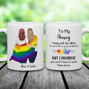 Custom Lesbian Couple Coffee Mug with Avatars