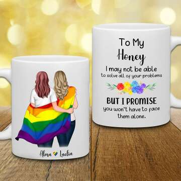 Custom Lesbian Couple Coffee Mug with Avatars