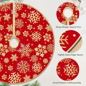 Snowflake Red 36" Christmas Tree Skirt for Holiday Cheer