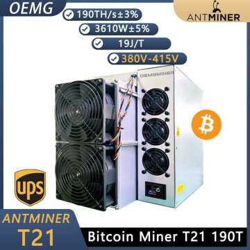 New Antminer T21 190T 3610W 380V-415V Algorithm SHA-256 Bitmain Mining BTC Bitcoin Miner with Power Cord