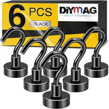 DIYMAG 30Lbs Magnetic Hooks - Heavy Duty S-Hooks for Home and Classroom (6 Pack)