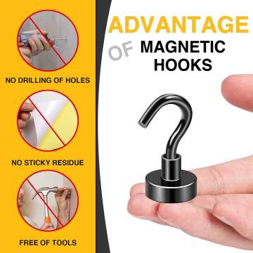 Heavy Duty Magnetic Hooks 30Lbs - 6 Pack Red