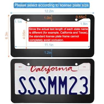 Stylish 2PCS Matte Black License Plate Frames - Durable Aluminum Holders