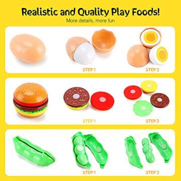 33pcs Cutting Pretend Play Food Toys for Kids Kitchen Set Playset Accessories BPA Free Peel & Cut Toy Food Fruits and Vegetables Toys, Christmas Birthday Gift for Toddlers Girls Boys Kids Storage Box