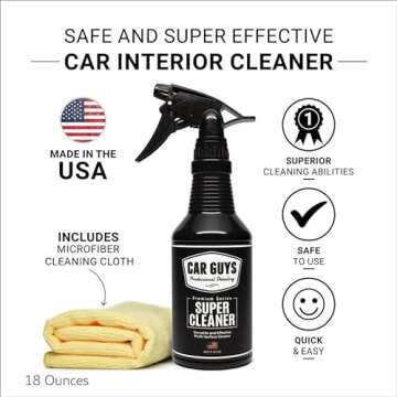 CAR GUYS Super Cleaner | Effective Car Interior Cleaner | Leather Car Seat Cleaner | Stain Remover for Carpet, Upholstery, Fabric, and Much More! | 18 Oz Kit