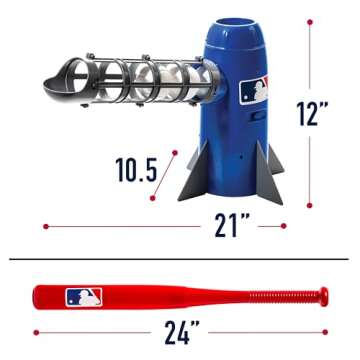 Franklin Sports MLB Kids Pitching Machine - POP ROCKET Kids Baseball Trainer - Includes 5 Plastic Baseballs & Baseball Bat, Multicolor Medium