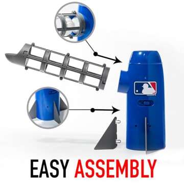 Franklin Sports MLB Kids Pitching Machine - POP ROCKET Kids Baseball Trainer - Includes 5 Plastic Baseballs & Baseball Bat, Multicolor Medium