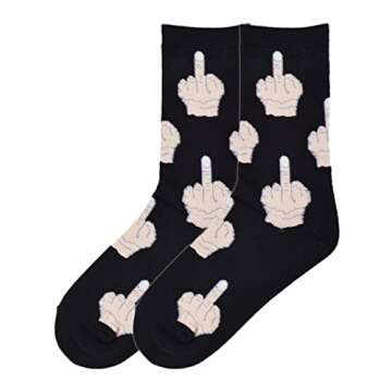 K. Bell Socks Black Label Women's Middle Finger Crew Socks, 9-11