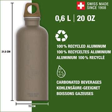 SIGG - Aluminum Water Bottle - Traveller MyPlanet Lighter Plain - Climate Neutral Certified - Suitable For Carbonated Beverages - Leakproof & Lightweight - BPA Free - 20oz