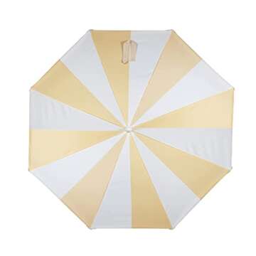 BEACH STATE Summerland 6.5 Feet Beach Umbrella with Fringe - Outdoor Umbrella - UV50+ Sun Protection (Limoncello Stripe)