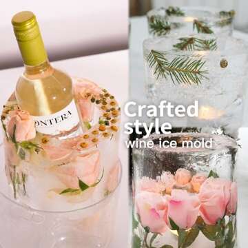 Ice Molds, Ice Bucket, Ice Mold Wine Bottle Chiller, DIY Champagne Cocktails Clear Bucket Freezer Chiller, Any Floral or Fruits Decoration for Party, Wedding and Celebration, Beautiful with Creative