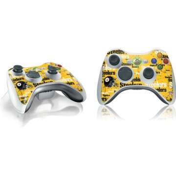 Skinit Decal Gaming Skin Compatible with Xbox 360 Wireless Controller - Officially Licensed NFL Pittsburgh Steelers - Blast Design