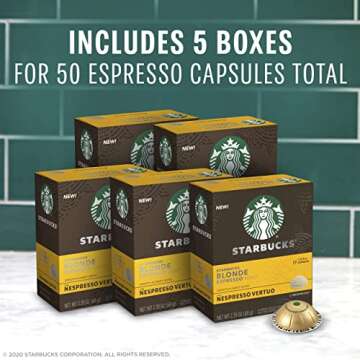 Starbucks by Nespresso Vertuo, Blonde Roast Espresso, 50-count Espresso Pods, Brews, 1.35 oz.