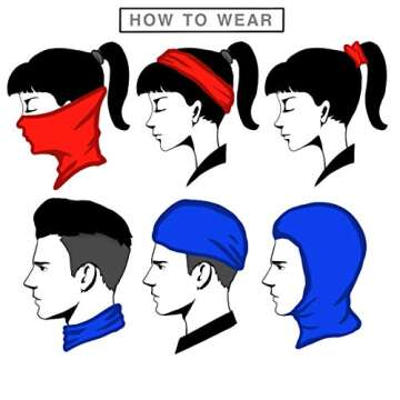 VCZUIUC Headwear Bandana Head Wrap Face Scarf Mask Neck Warmer Balaclava for Sports (One size, 9PCS Skull-A)