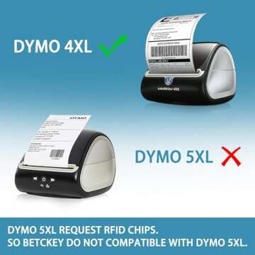 BETCKEY - Compatible DYMO 1744907 (4" x 6") Shipping Labels, Perforated, Compatible with DYMO Labelwriter 4XL Rollo & Zebra, NOT Fit 5XL [10 Rolls/2200 Labels]