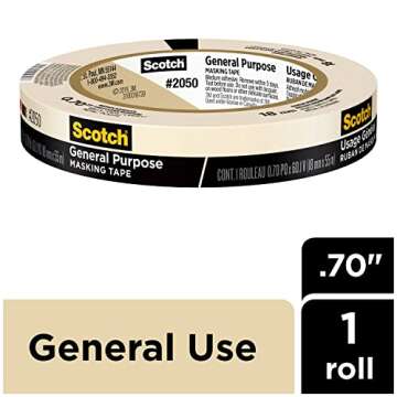 Scotch General Purpose Masking Tape, Tan, Tape for Labeling, Bundling and General Use, Multi-Surface Adhesive Tape, 0.70 Inches x 60 Yards, 1 Roll