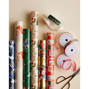 RIFLE PAPER CO. Gift Wrap Bundle, Set of 3 Continuous Wrapping Rolls, Decorative Christmas Paper for Gifts During the Holiday Season, Spread Joy and Cheer to Family and Friends (Nutcracker)