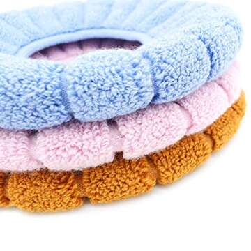 Guojanfon Bathroom Soft Thicker Warmer Stretchable Washable Cloth Toilet Seat Cover Pads, 3PCS (Blue, Pink, Grey)