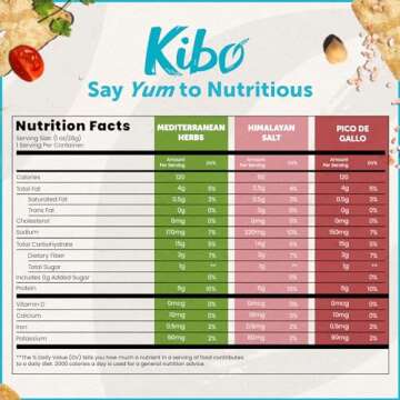 Kibo Chickpea Chips - High Protein/Fiber, Plant-Based, Cert. Gluten Free, Non-GMO, Vegan, Kosher, 3 Flavor Variety Pack, 1oz 6 pk