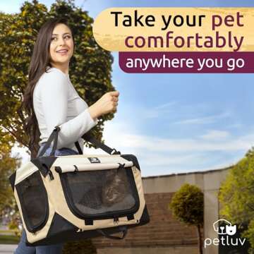 Large Cat Carrier & Dog Carrier for Most Cats or Small Dog. Soft Sided Pet Carrier for Travel. Collapsible Portable Cat Bag with Soft Bed, Top & Side Loading, Locking Zippers, Puppy Crate & Cat Kennel