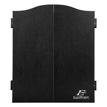 EastPoint Sports Tournament Bristle Dartboard and Easy Hang Cabinet with Electronic Scoreboard and 6 Steel Tip Darts