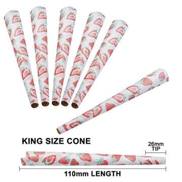 Ornate Ocean Pre Rolled Cones Flavored Cones 50 Pack | Flavored Pre-Rolled Cones King Size Cones with Tips Rolling Papers | Gold Metal Mini Accessory (50 Pack Travel Kit) (Strawberry)