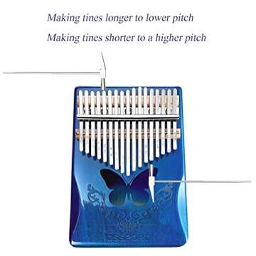 Kalimba 17 Keys, DSSPORT Portable Finger Piano with Tune Hammer and Music Books Set, Wood Thumb Piano Music Gifts for Kids Adults Beginners and Music Lovers (Blue-17key)